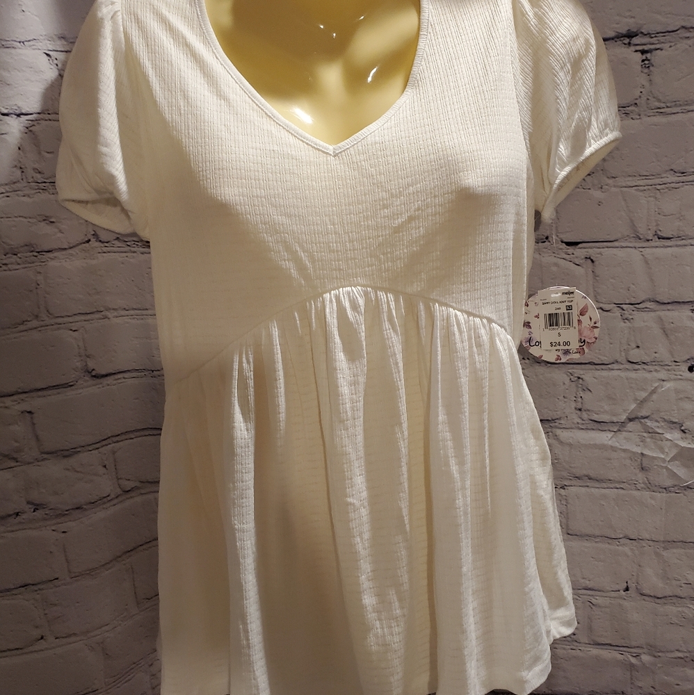 NWT Love & Joy White Baby Doll Top